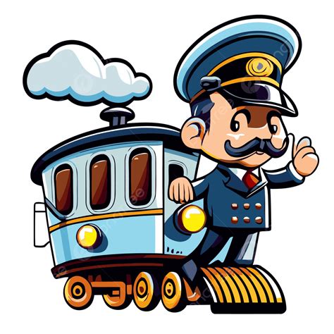 train conductor vector sticker clipart cartoon character riding