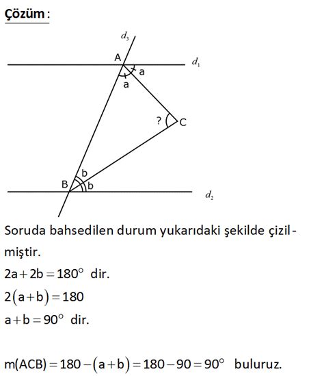 Paralel Iki Doğru Arasındaki Açıların Toplamı Kalem Ucu U Kuralı