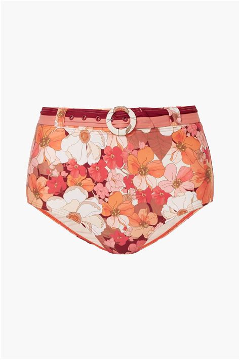 Peony Swimwear Belted Floral Print Bikini Briefs The Outnet