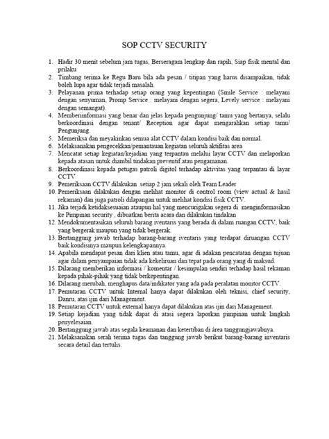 Sop Cctv Pdf Teknologi And Rekayasa