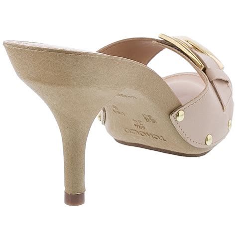 Tamanco Tchocco Salto Fino Detalhe Fivela Nude