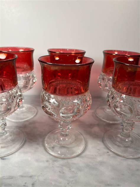 Vintage Wine Glasses Tiffin Kings Crown Franciscan Thumbprint Ruby Etsy