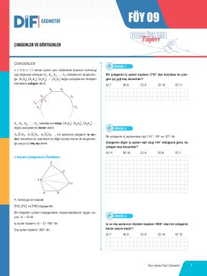 TYT AYT GEOMETRİ DİF FÖY 9 2023