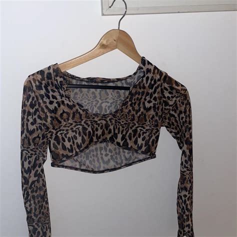 Sheer Leopard Print Crop Top Beach Party Wear Uk 6 Depop