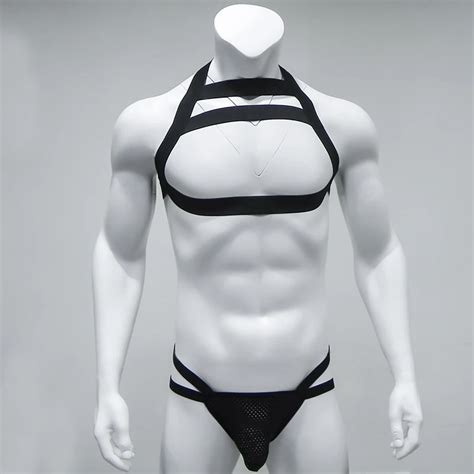 Aliexpress Buy Body Chest Lingerie Bondage Harness Thongs Set Mens Jockstrap G String