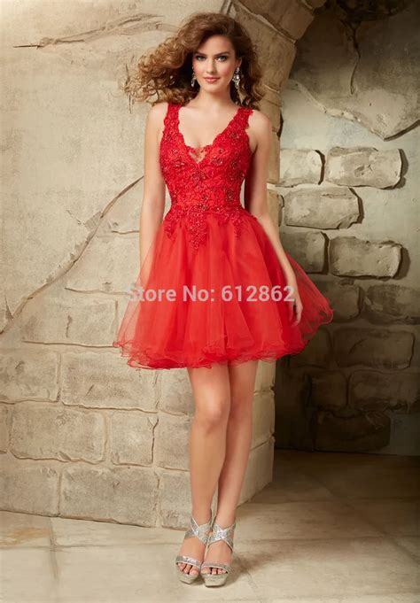 Sleeveless Lace Bodice Beaded Short Prom Dresses Red In Prom Dresses From Weddings And Events On