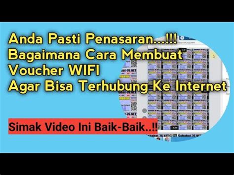 Cara Membuat Voucher Wifi Dengan Baik Dan Benar Agar Tersambung Ke