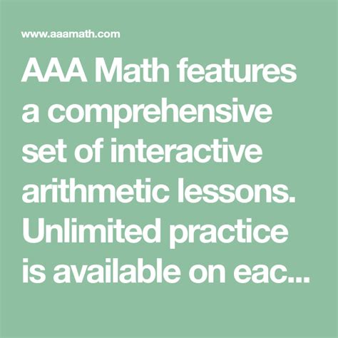 aaa math features  comprehensive set  interactive arithmetic lessons