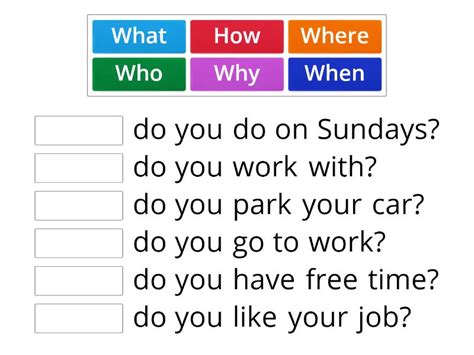 question words  present simple match