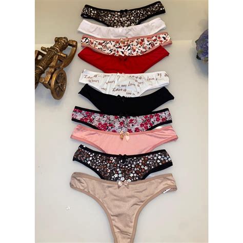 Kit Calcinhas Tanga Microfibra Lingerie Feminina Shopee Brasil