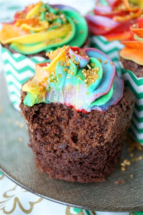 Chocolate Bailey S Cupcakes With Rainbow Frosting The Baking Fairy