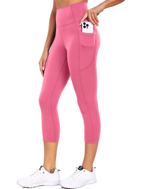 Cadmus Womens Naked Feeling Workout Capri Leggings With Pockets High Waisted Gym Athletic Crop