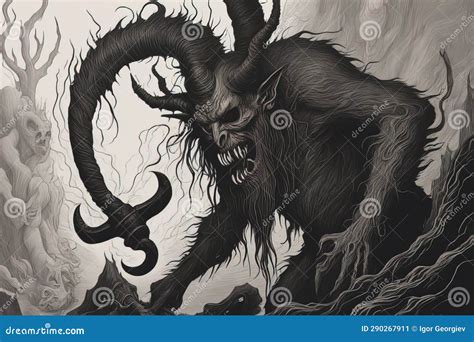 Satanic Bizarre Krampus Dark Style Scary Art Weird Abyssal