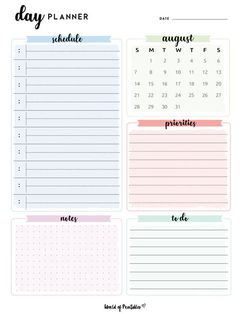 Free Cute August Calendar & Planner Set