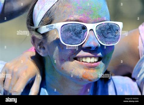 Color Run Festival In Barcelona Stock Photo Alamy