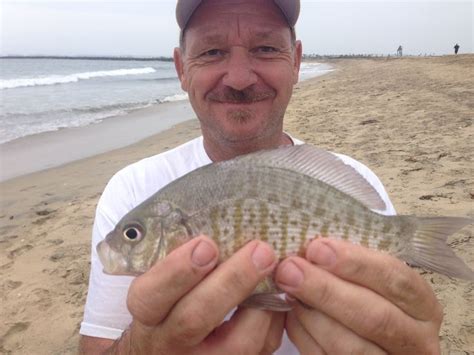 A Man Holding A Fish On The Beach