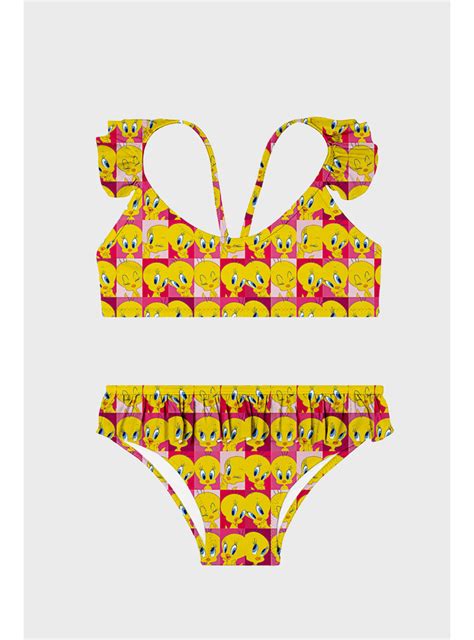 Kız Çocuk Bikini SB Sarı Pembe