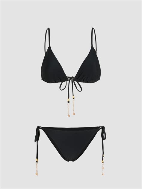 Starfish Chain Detail Knotted Triangle Bikini Set Cider USA