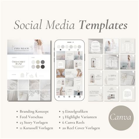 Brand Kit Content Templates Social Media Vorlagen Sthetische Instagram