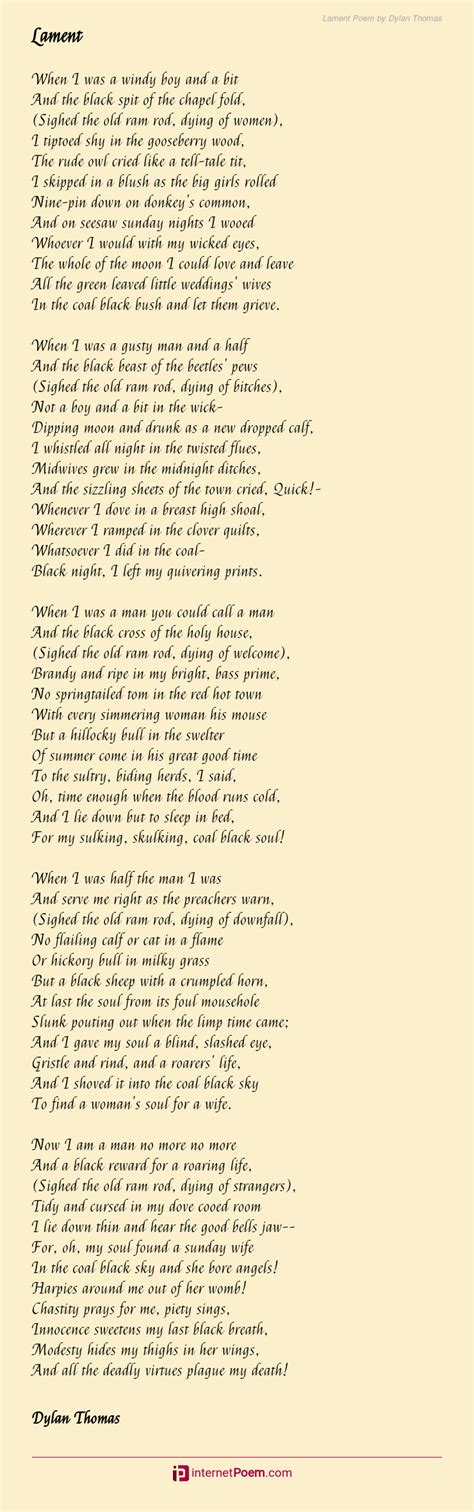 Lament Poem by Dylan Thomas