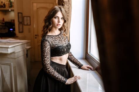 Premium Photo Alluring Brunette In Luxury Interior