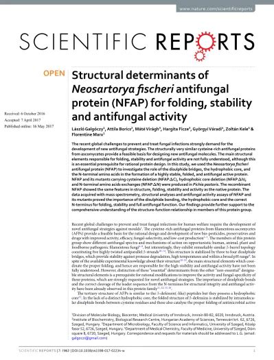 Structural Determinants Of Neosartorya Fischeri Antifungal Protein