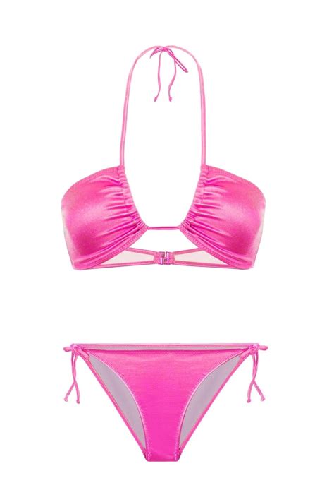 Aquella Halter Yaka Saten Neon Pembe Bikini Takım Fiyatı Yorumları