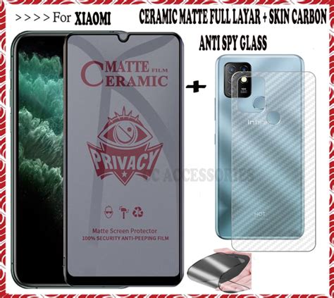 In Ceramic Anti Spy Skin Belakang Tempered Glass Matte Ceramic