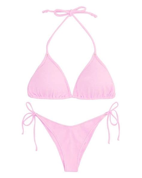 Reina Olga Susan Halterneck Triangle Bikini Set In Pink Lyst UK