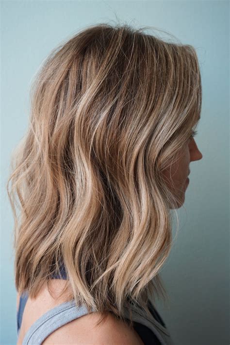 Neutral Blonde Balayage Lob Haircut Dirty Blonde Hair Balayage Hair Blonde Hair Inspiration