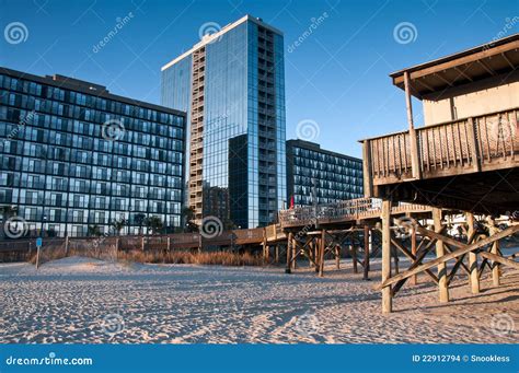 Myrtle Beach Hotel and Pier Stock Photo - Image of tropical, hotel ...