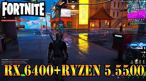 RX 6400 4GB RYZEN 5 5500 PCI 3 0 FORTNITE GRAFICOS MEDIOS 75 FPS