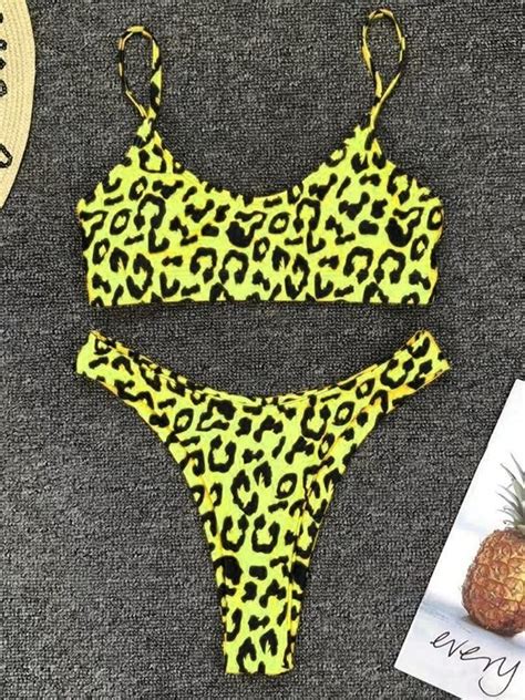 Emmiol Free Shipping 2025 Leopard Print Bikini Set Yellow M In Bikini Sets Online Store EMMIOL