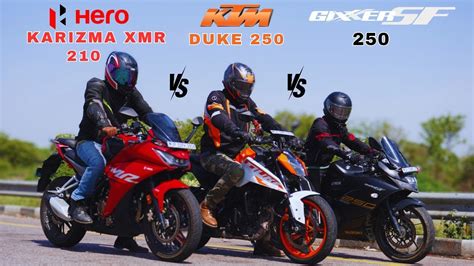 Karizma XMR 210 2024 Vs Duke 250 Bs7 Vs Gixxer SF 250 Super