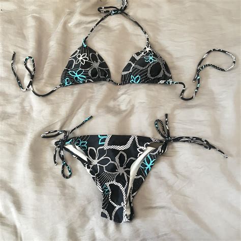 Black And Blue Bikini Set Super Cutee And Depop