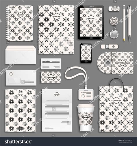 Black White Corporate Identity Template Set Stock Vector Royalty Free
