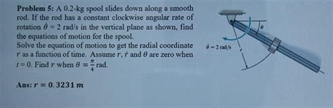 Solved Problem A Kg Spool Slides Down Along A Smooth Chegg