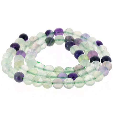 Perles Rondes Facett Es Mm Pierre Gemme Fluorite X Cm Perles Co