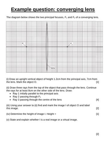 Example Converging Lens Worksheet Teaching Resources