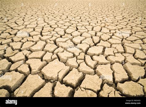 Crack Soil During Drought Dry Season At Countryside In Borneo Stock