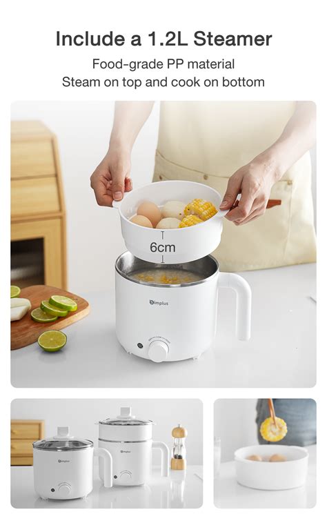 Simplus Electric Cooker Cooking Pot L Mini Multi Use Adjustable Levels Hot Pot Simmer Soup