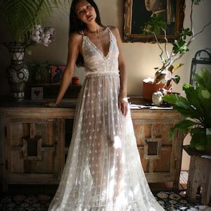 Bridal Nightgown Backless Lace Wedding Sleepwear Bridal Lingerie Ivory Lace Lingerie Lace