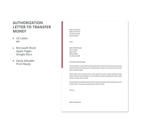 Sample Authorization Letter Transfer Money 2