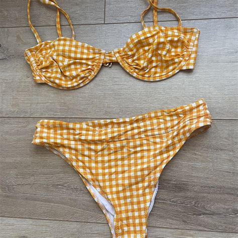 Orange Gingham Endless Bikini Size Depop