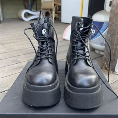Naked Wolfe Saturn Black Leather Platform Combat Depop