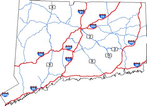 CT Interstates and State Highways