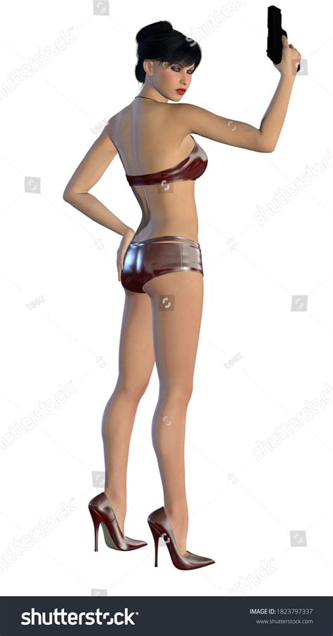 Attractive Woman Bikini Gun Action 3d Stock Illustration 1823797337 Shutterstock