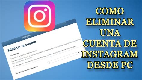 Como Eliminar Cuenta De Instagram Desde Pc Youtube