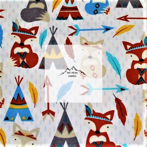 Fox Teepee Flannel Fabric
