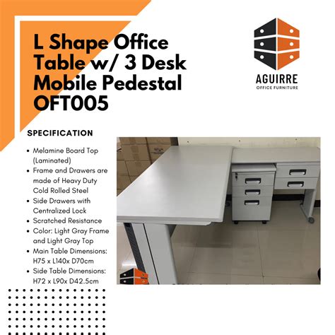shape office table   desk mobile pedestal oft aguirre office